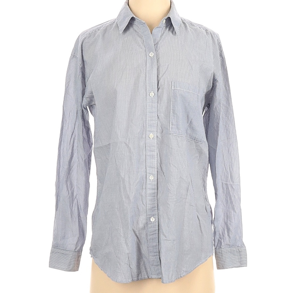 Community Long Sleeve Button-Down Shirt pin stripe Grey Size S 100% Cotton